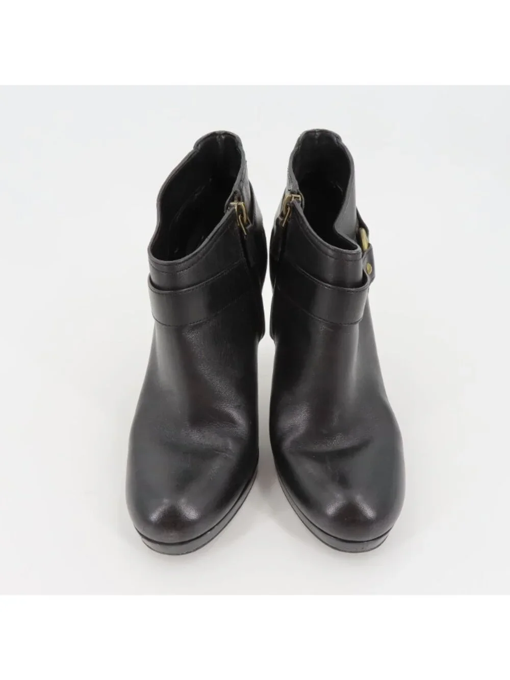 Cole Haan 6.5 B Women Kennedy Solid Black Leather Platform Ankle Boots Booties